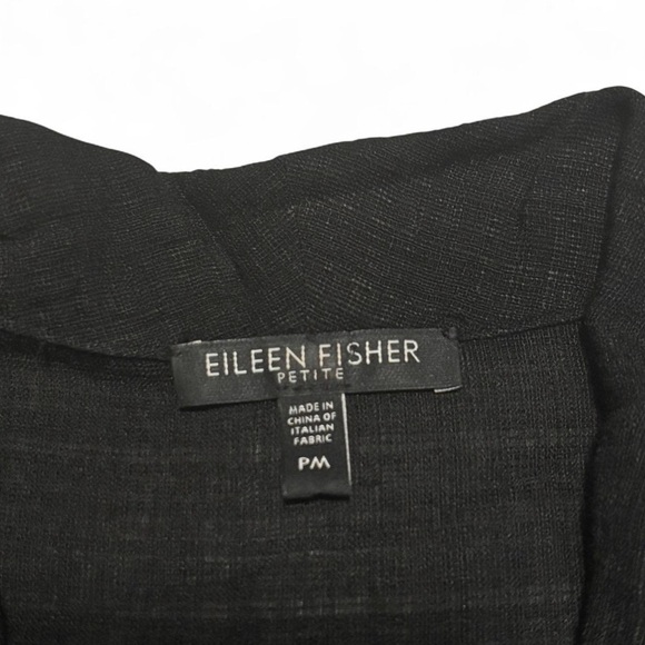Eileen Fisher Petite PM Black Blazer Jacket Linen Blend Lightweight 3/4 Sleeve - Picture 2 of 6